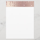 Roos Gold Blush Glitter Sparkle Drips Chique Menu (Achterkant)