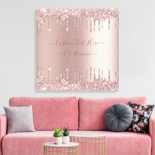 Roos Gold Blush Glitter Sparkle Drivers - Jouw tek Canvas Afdruk (Insitu (Woonkamer))