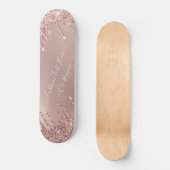 Roos Gold Blush Glitter Sparkle Drivers - Jouw tek Persoonlijk Skateboard (Voorkant)