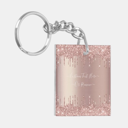 Roos Gold Blush Glitter Sparkle Drivers - Jouw tek Sleutelhanger (Voorkant Links)