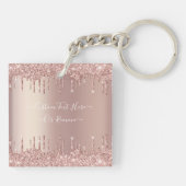Roos Gold Blush Glitter Sparkle Drivers - Jouw tek Sleutelhanger (Achterkant)