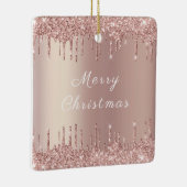 Roos Gold Blush Glitter Sparkle Drivers - Kerstmis Keramisch Ornament (Rechts)