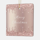 Roos Gold Blush Glitter Sparkle Drivers - Kerstmis Keramisch Ornament (Links)
