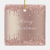 Roos Gold Blush Glitter Sparkle Drivers - Kerstmis Keramisch Ornament (Achterkant)