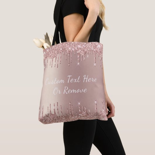 Roos Gold Blush Glitter Sparkle Drivers - met teks Tote Bag (Dichtbij)