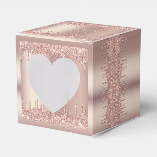 Roos Gold Blush Glitter Sparkle Drivers - Naam/Tek Bedankdoosjes (Voorkant Zijde)