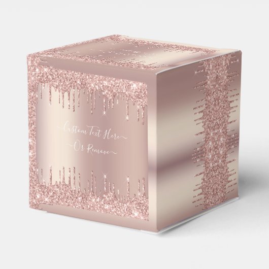 Roos Gold Blush Glitter Sparkle Drivers - Naam/Tek Bedankdoosjes (Achterkant)