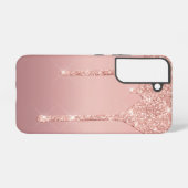 Roos Gold Blush Glitter Sparkle Drivers Samsung Galaxy Hoesje (Achterkant horizontaal)