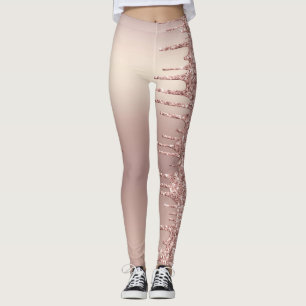 Roos Gold Blush Glitter Sparkle Drivers - Tekst/na Leggings