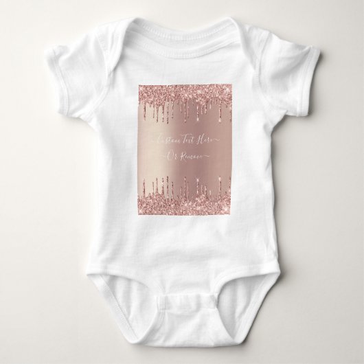 Roos Gold Blush Glitter Sparkle Drivers - Tekst/na Romper (Voorkant)