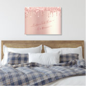 Roos Gold Blush Glitter Sparkle Drivers - Tekst to Canvas Afdruk (Insitu (Slaapkamer))