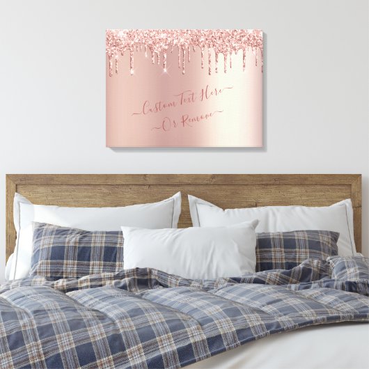 Roos Gold Blush Glitter Sparkle Drivers - Tekst to Canvas Afdruk (Insitu (Slaapkamer))