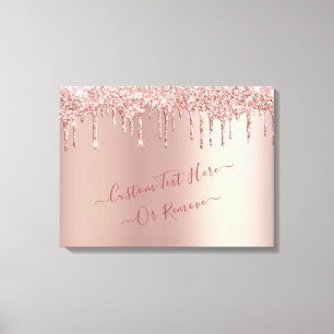 Roos Gold Blush Glitter Sparkle Drivers - Tekst to Canvas Afdruk