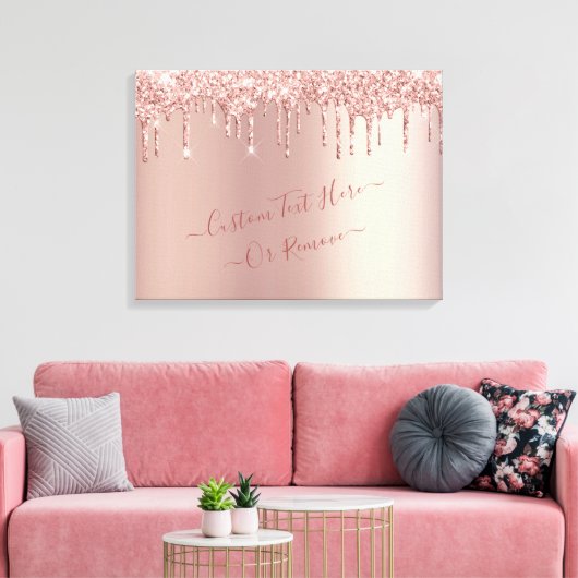 Roos Gold Blush Glitter Sparkle Drivers - Tekst to Canvas Afdruk (Insitu (Woonkamer))