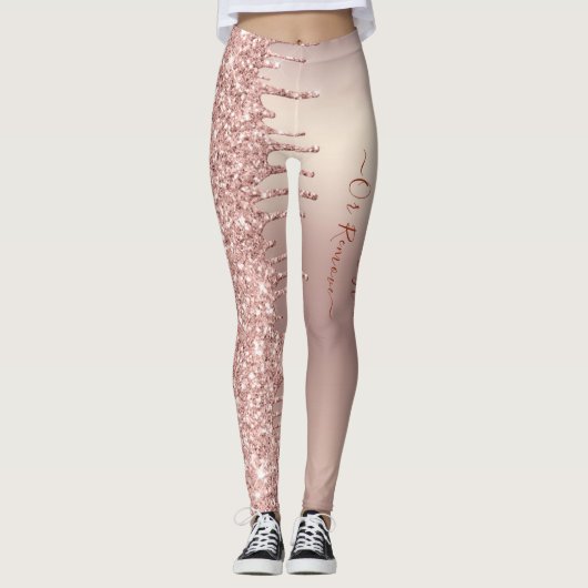 Roos Gold Blush Glitter Sparkle Drivers - Tekst to Leggings (Voorkant)