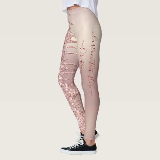 Roos Gold Blush Glitter Sparkle Drivers - Tekst to Leggings (Links)