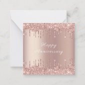 Roos Gold Blush Glitter Sparkle Happy Jubileum Notitiekaartje (Achterkant)