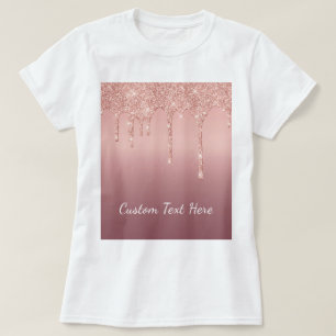 Roos Gold Blush Glitter Sparkle Jouw tekst T-shirt