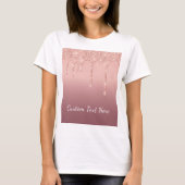 Roos Gold Blush Glitter Sparkle Jouw tekst T-shirt (Voorkant)