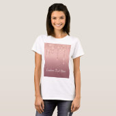 Roos Gold Blush Glitter Sparkle Jouw tekst T-shirt (Voorkant volledig)