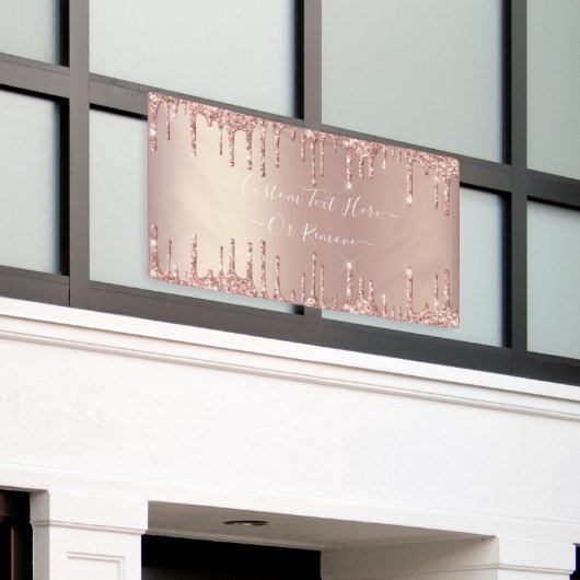 Roos Gold Blush Glitter Sparkly Banner Aangepaste  (Buitenkant Gebouw)