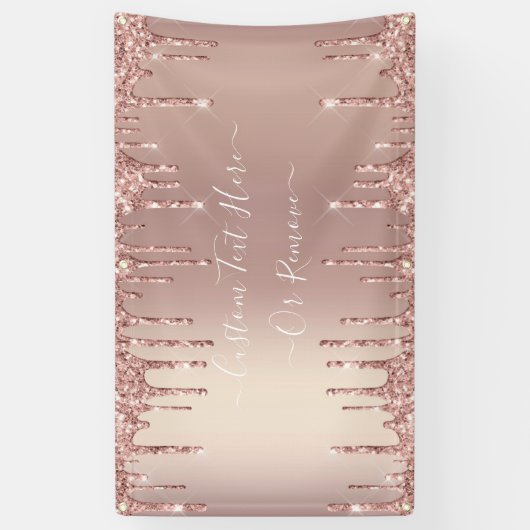 Roos Gold Blush Glitter Sparkly Banner Aangepaste  (Verticaal)