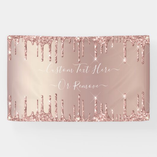 Roos Gold Blush Glitter Sparkly Banner Aangepaste  (Horizontaal)