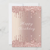Roos Gold Blush Glitter Sparkly Verjaardag Kaart (Voorkant)