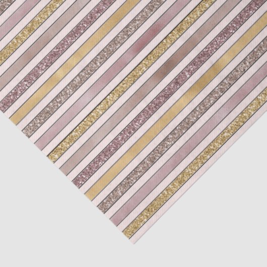 Roos Gold Blush Glitter Stripes Tissuepapier (Detail)