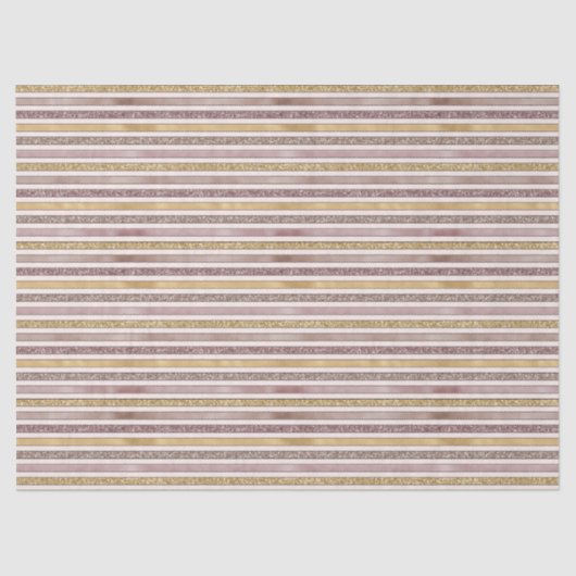 Roos Gold Blush Glitter Stripes Tissuepapier (Voorkant)