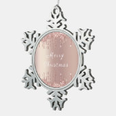 Roos Gold Blush Glitter stuurt kerstversiering Tin Sneeuwvlok Ornament (Rechts)