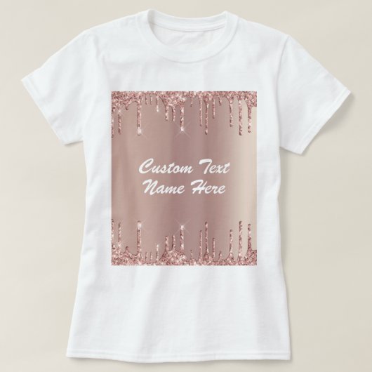 Roos Gold Blush Glitter T-Shirt met aangepaste tek (Design voorkant)