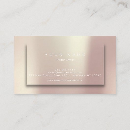 Roos Gold Blush Glitter Typograaf Makeup Lashes 3D Visitekaartje (Achterkant)