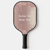 Roos Gold Blush Glitter Voeg tekst Pickleball Padd Pickleball Paddle (Achterkant)