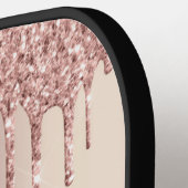 Roos Gold Blush Glitter Voeg tekst Pickleball Padd Pickleball Paddle (Links Detail)