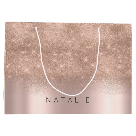 Roos Gold Blush Glitter White Name Spark Groot Cadeauzakje (Achterkant)
