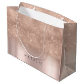 Roos Gold Blush Glitter White Name Spark Groot Cadeauzakje (Achterkant Gekanteld)