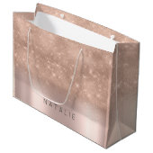 Roos Gold Blush Glitter White Name Spark Groot Cadeauzakje (Voorkant Gekanteld)