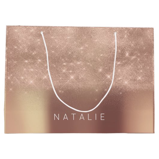 Roos Gold Blush Glitter Wit Naam Vonk Koper Groot Cadeauzakje (Achterkant)