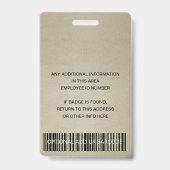 ROOS GOLD BLUSH GREEN WERKNEMER FOTO BAR CODE NAAM BADGE (Achterkant)