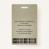 ROOS GOLD BLUSH GREEN WERKNEMER FOTO BAR CODE NAAM BADGE (Achterkant)