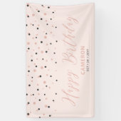 Roos Gold & Blush Hexagon Confetti Happy Birthday Spandoek (Verticaal)