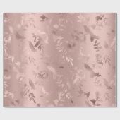 Roos Gold Blush Hummingbird Flowers Monochrome Cadeaupapier (Vlak)