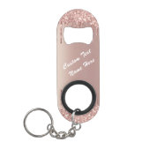 Roos Gold Blush Jouw tekst Sleutelhanger Mini Flessenopener (Voorkant)
