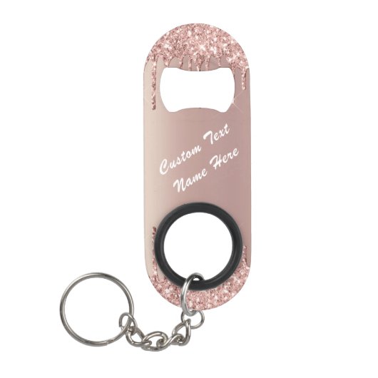 Roos Gold Blush Jouw tekst Sleutelhanger Mini Flessenopener (Voorkant)