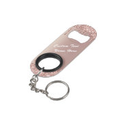 Roos Gold Blush Jouw tekst Sleutelhanger Mini Flessenopener (Achterkant Gekanteld)