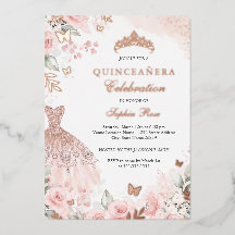 Roos Gold Blush Jurk Bloemen Quinceanera