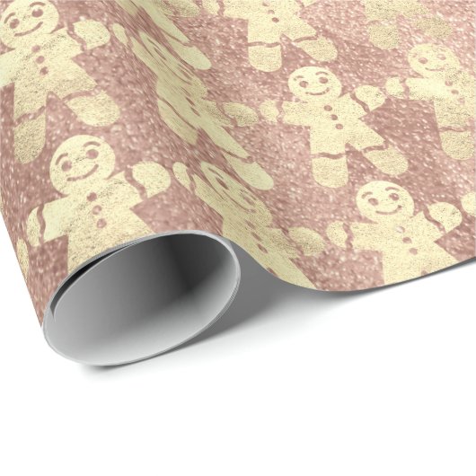 Roos Gold Blush kerstgemberspeler Roze Cadeaupapier (Rol Hoek)