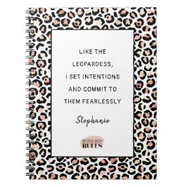 Roos Gold Blush leopard print Motivatie citaat Notitieboek
