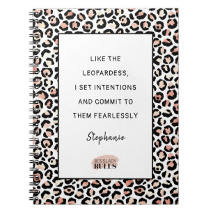 Roos Gold Blush leopard print Motivatie citaat Notitieboek